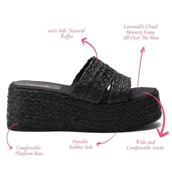 Larroude The Ash sandals handmade braided raffia in a flatform style Size 9 - Picture 11 of 13